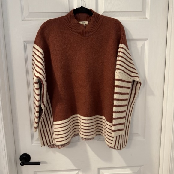 entro Sweaters - entro Women's Cozy Knit Striped Poncho Sweater Striped Boxy Oversized S/M